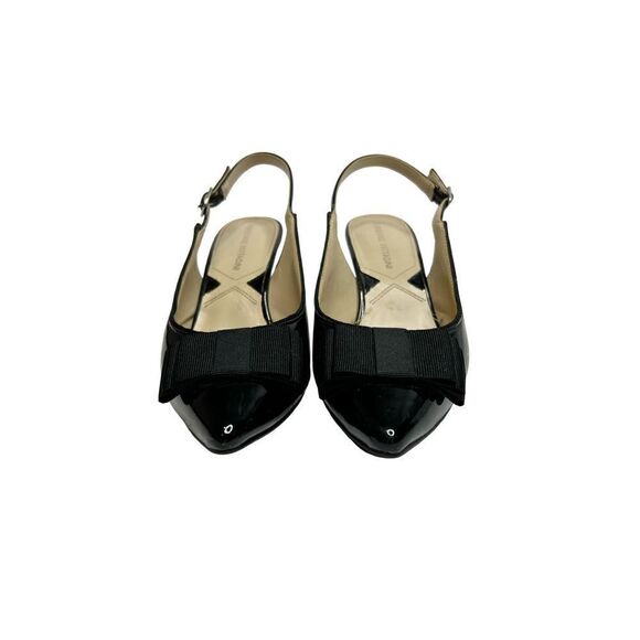 Adrienne Vittadini Shaniya black patent leather pointed toe sling back heels siz - Picture 4 of 16